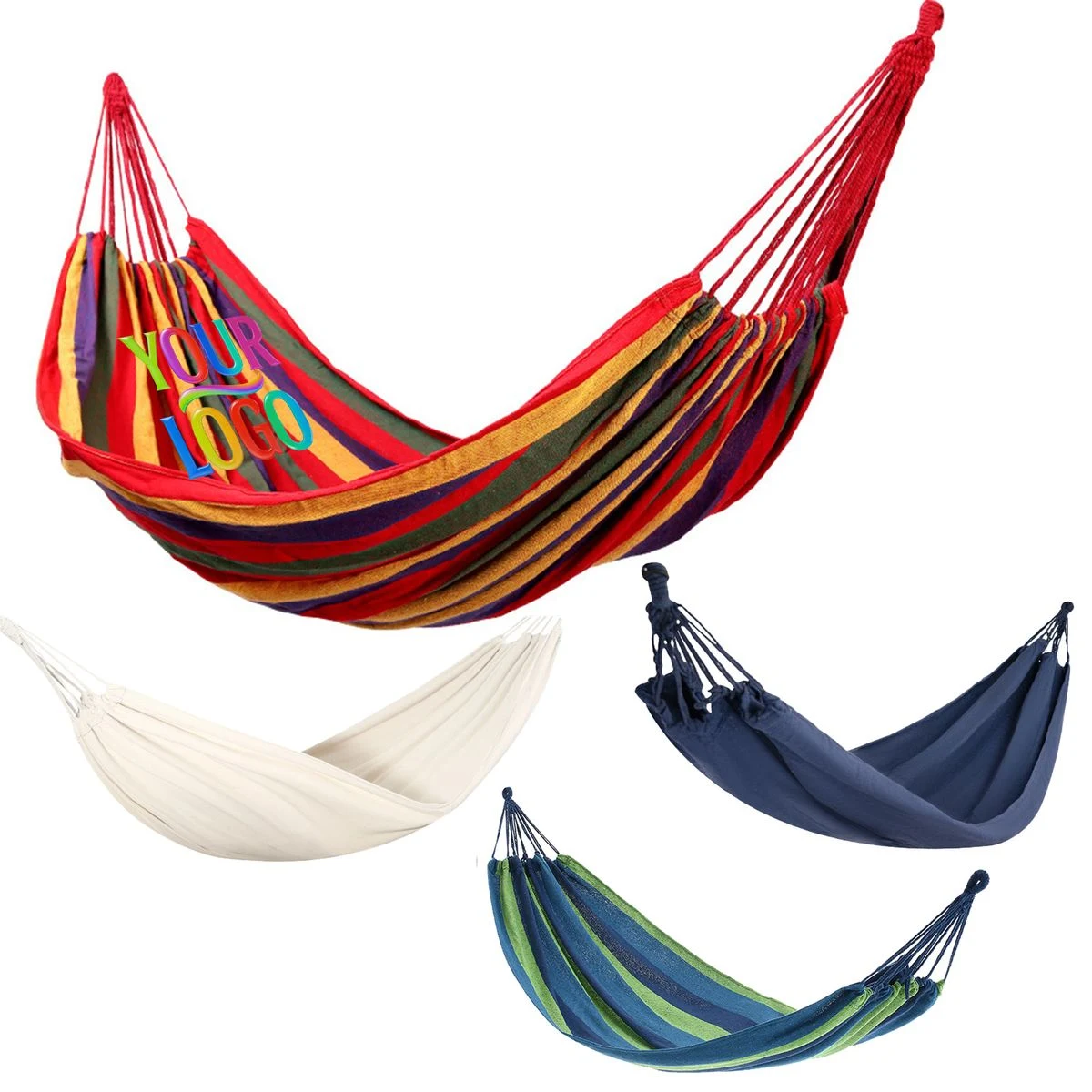 Portable Reinforced Striped Fabric Hanging Bed 1