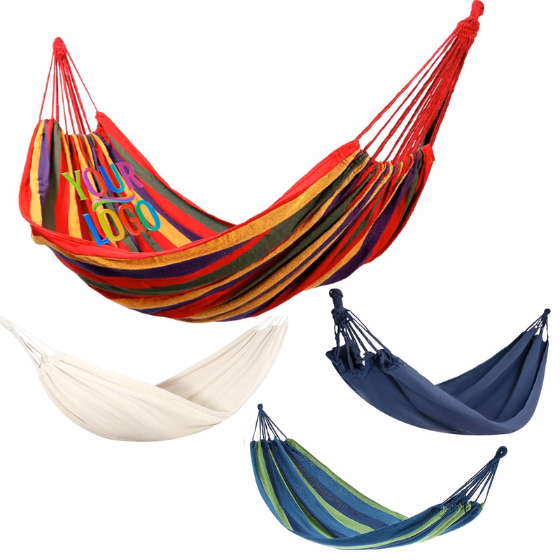 Portable Reinforced Striped Fabric Hanging Bed