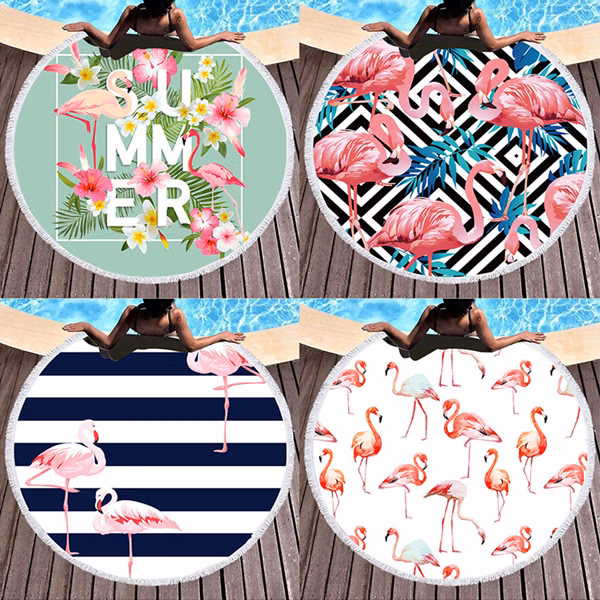 Round printed beach mat