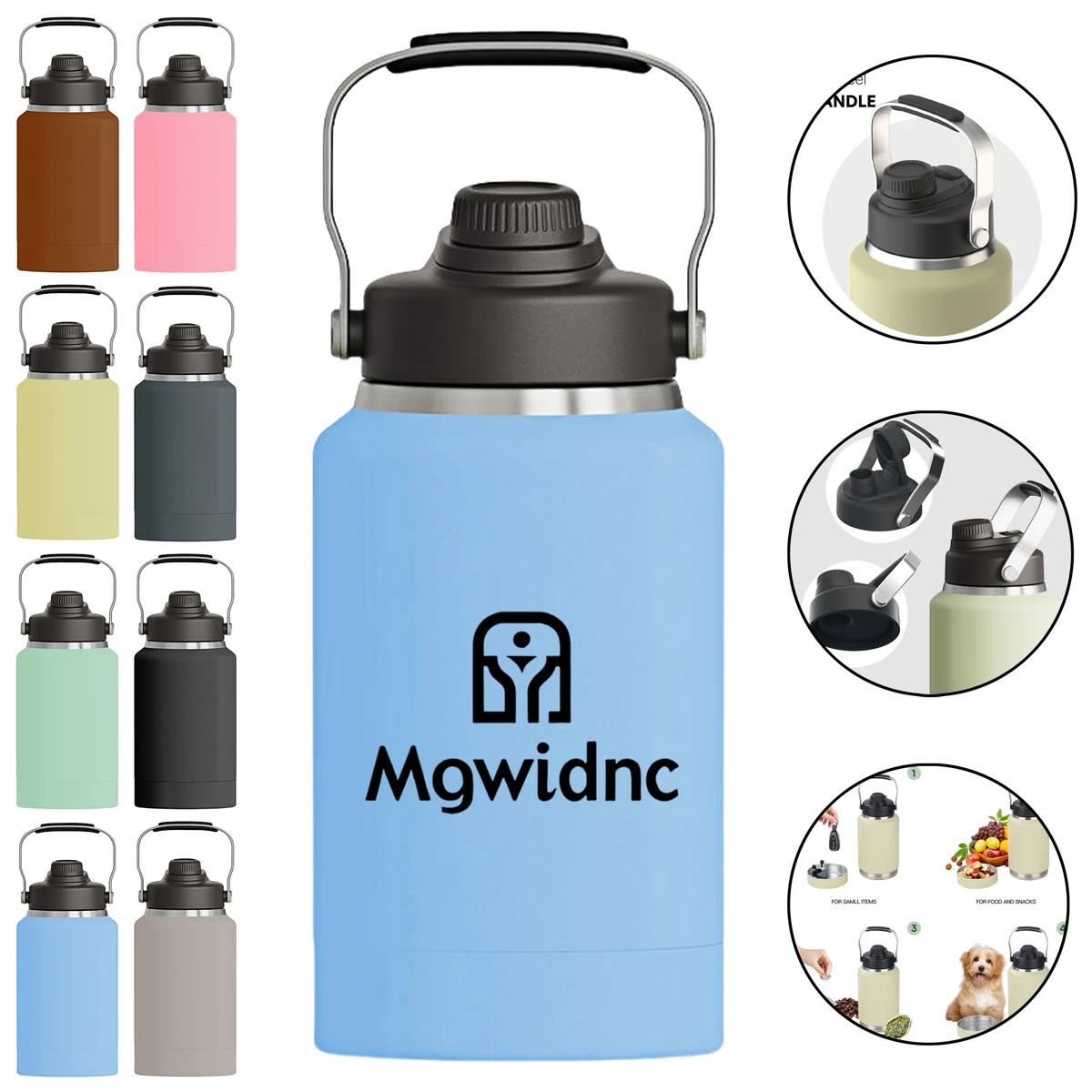 64oz Double Wall Stainless Steel Insulated Water Bottle with Pet Bowl 1