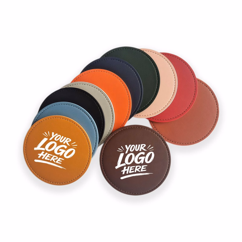 4in PU Leather Drink Coaster Non Slip Table Mat