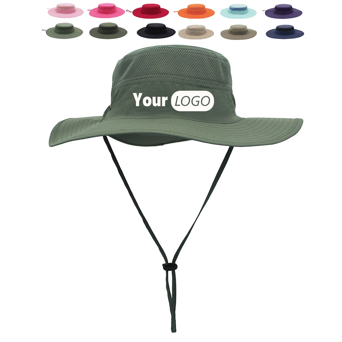 Wide-brimmed Mesh Bucket Hat 1
