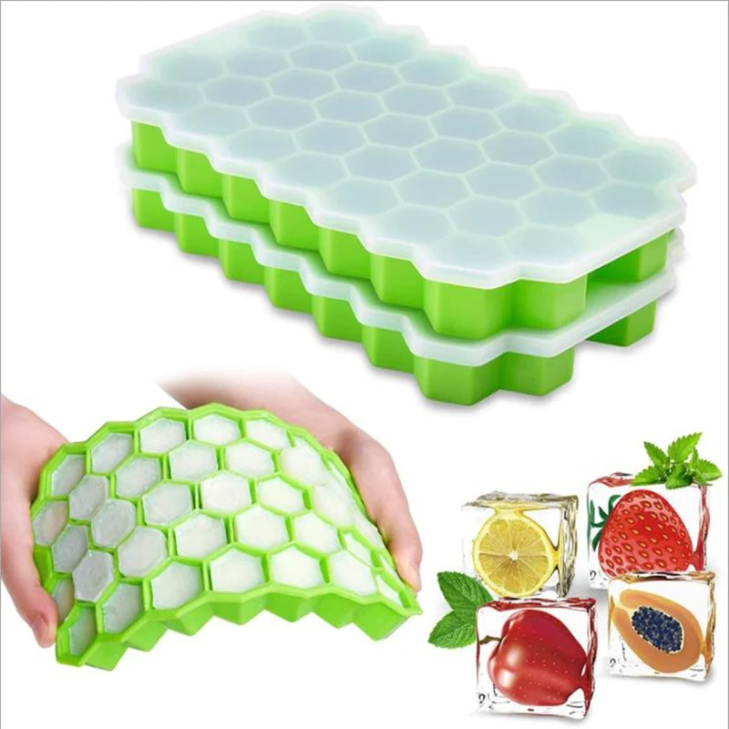 Silicone 37 Ice Cube Tray With Cover 1