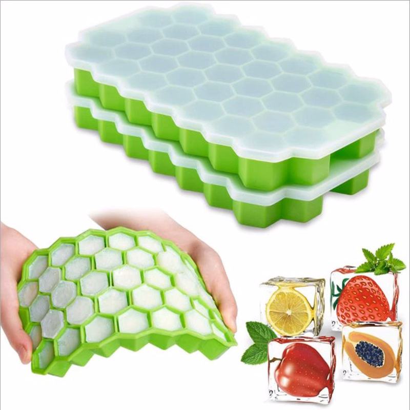 Silicone 37 Ice Cube Tray With Cover