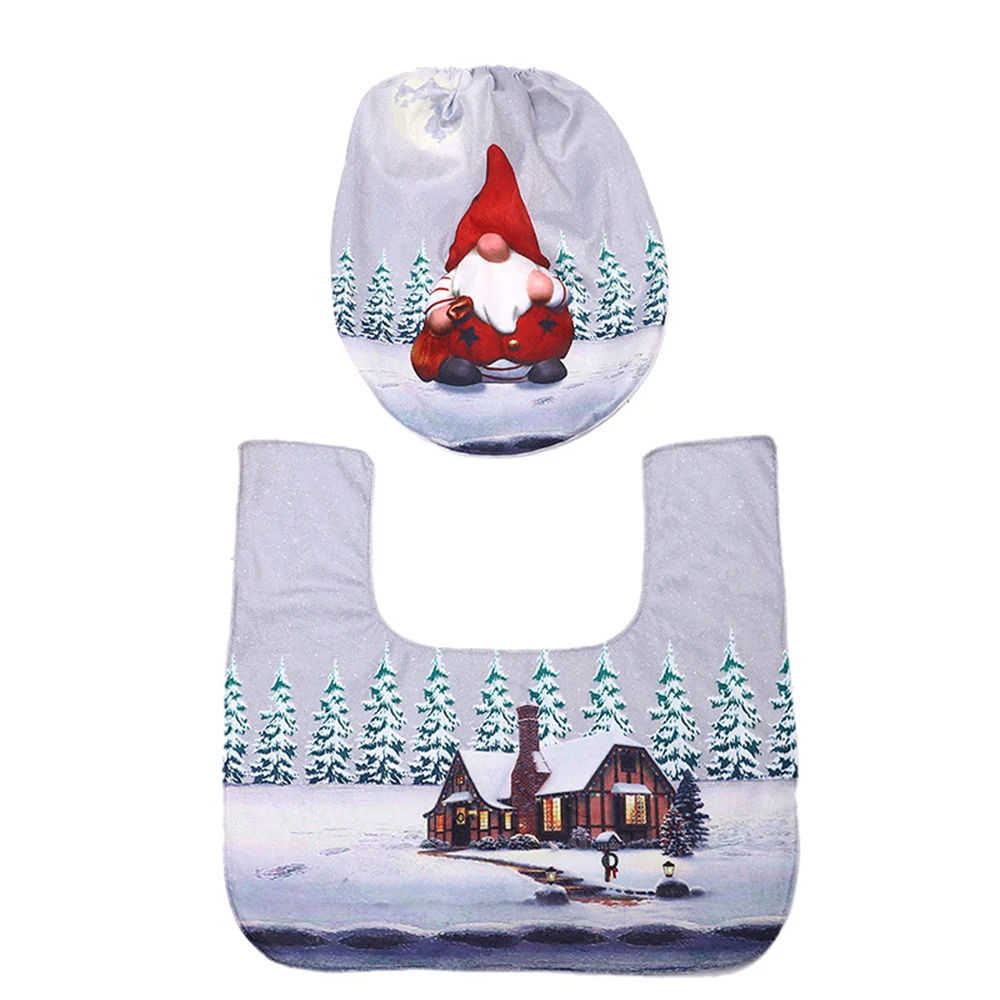 Christmas Rudolph Doll Toilet Seat Cover Set, promotional household item with logo imprint 1