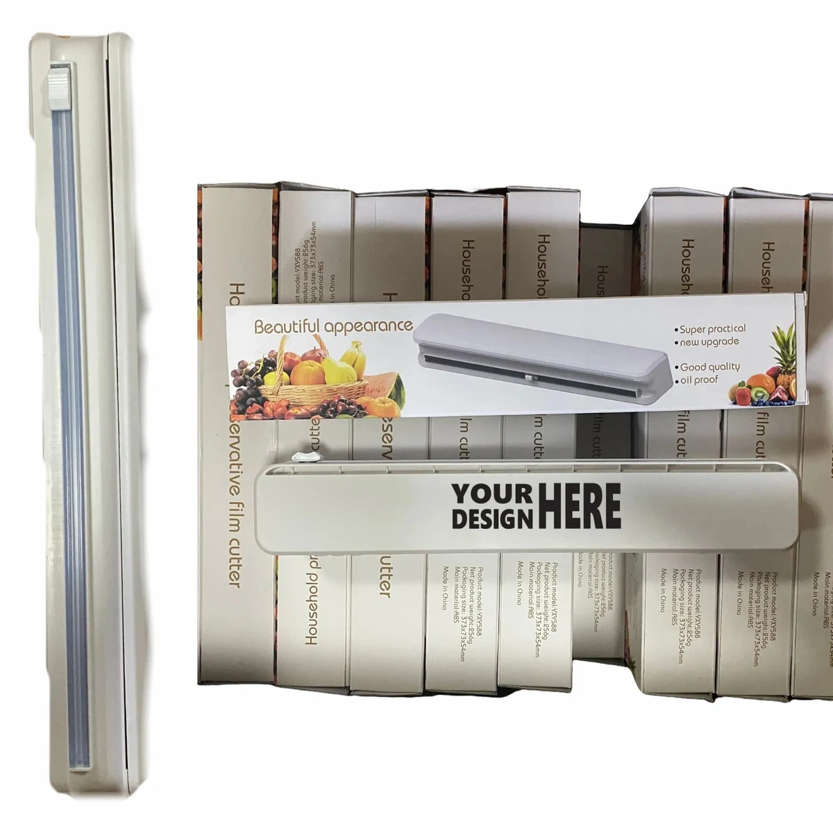 Suction Cup Plastic Wrap Cutter: Adjustable Storage Kitchen 1