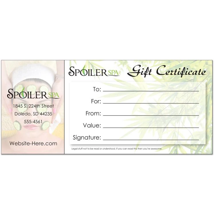 Gift Certificate - 4x9 - Matte Coated Paper 1