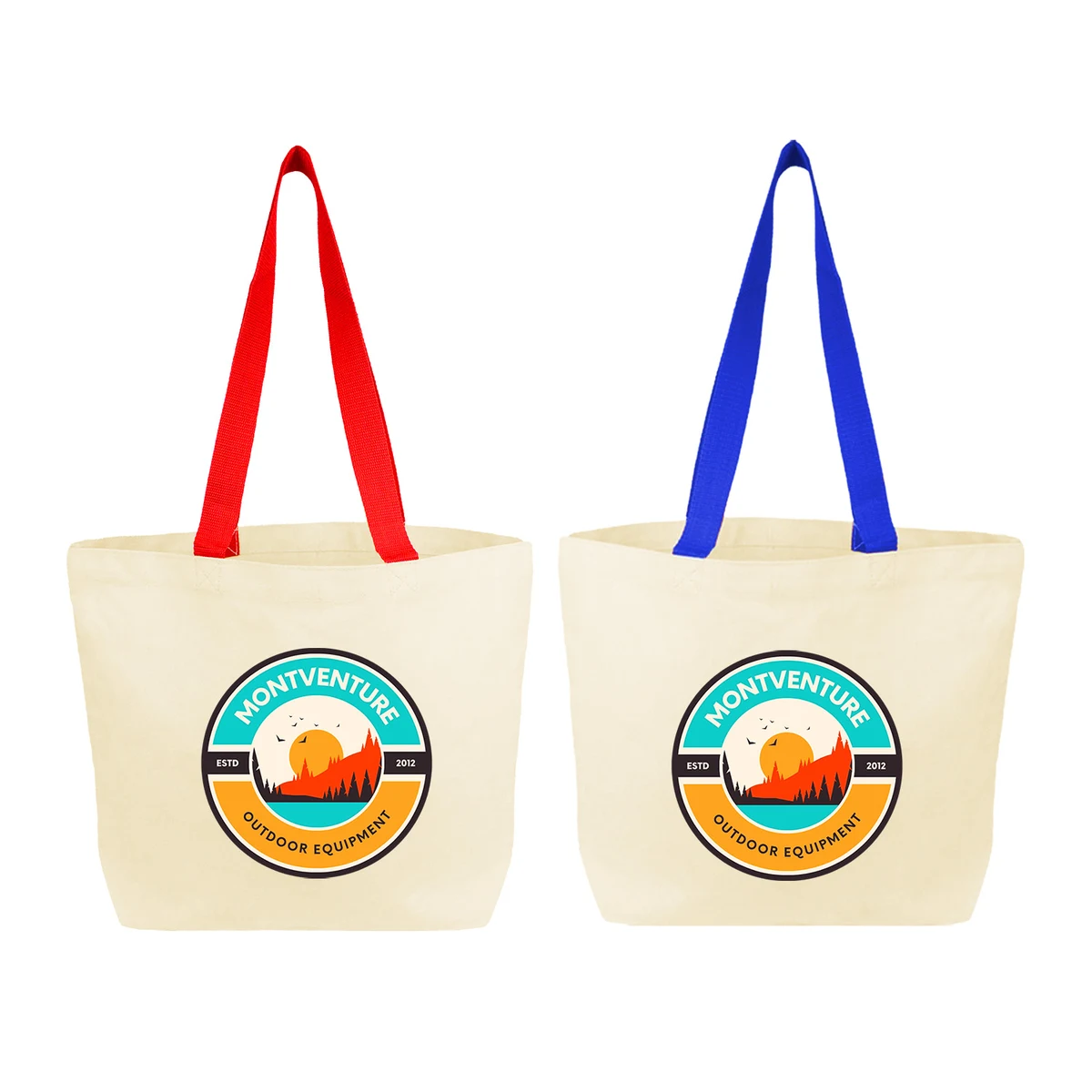 Color Handles Cotton Open Tote, custom tote bag with logo imprint 1