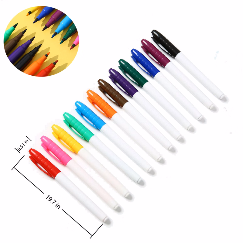 12 Colour Plastic Whiteboard Erasable Marker Pen