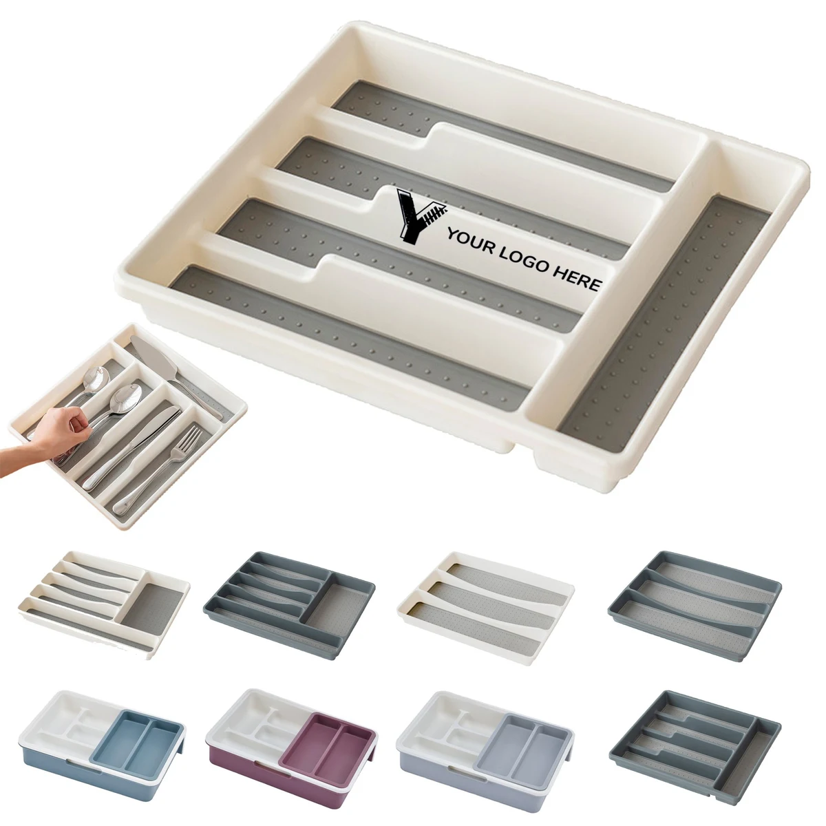 Non-Slip Kitchen Silverware Organizer Tray 1