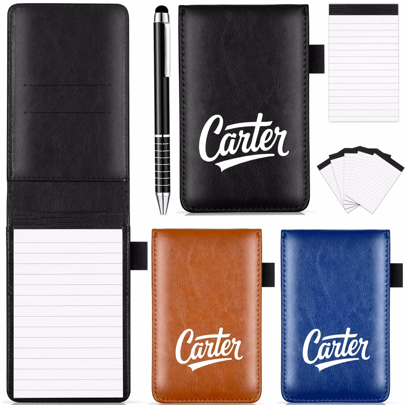 Portable Pocket Leather-Covered Business Notepad