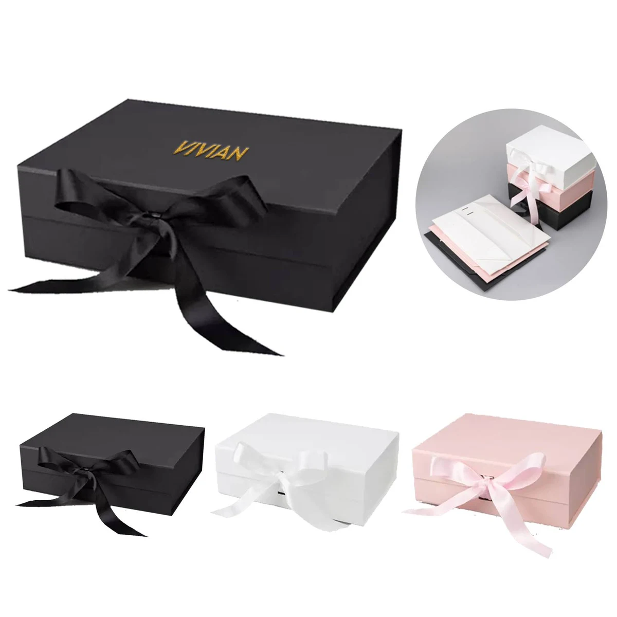 Magnetic Flip Top Gift Box w/ Bow 1