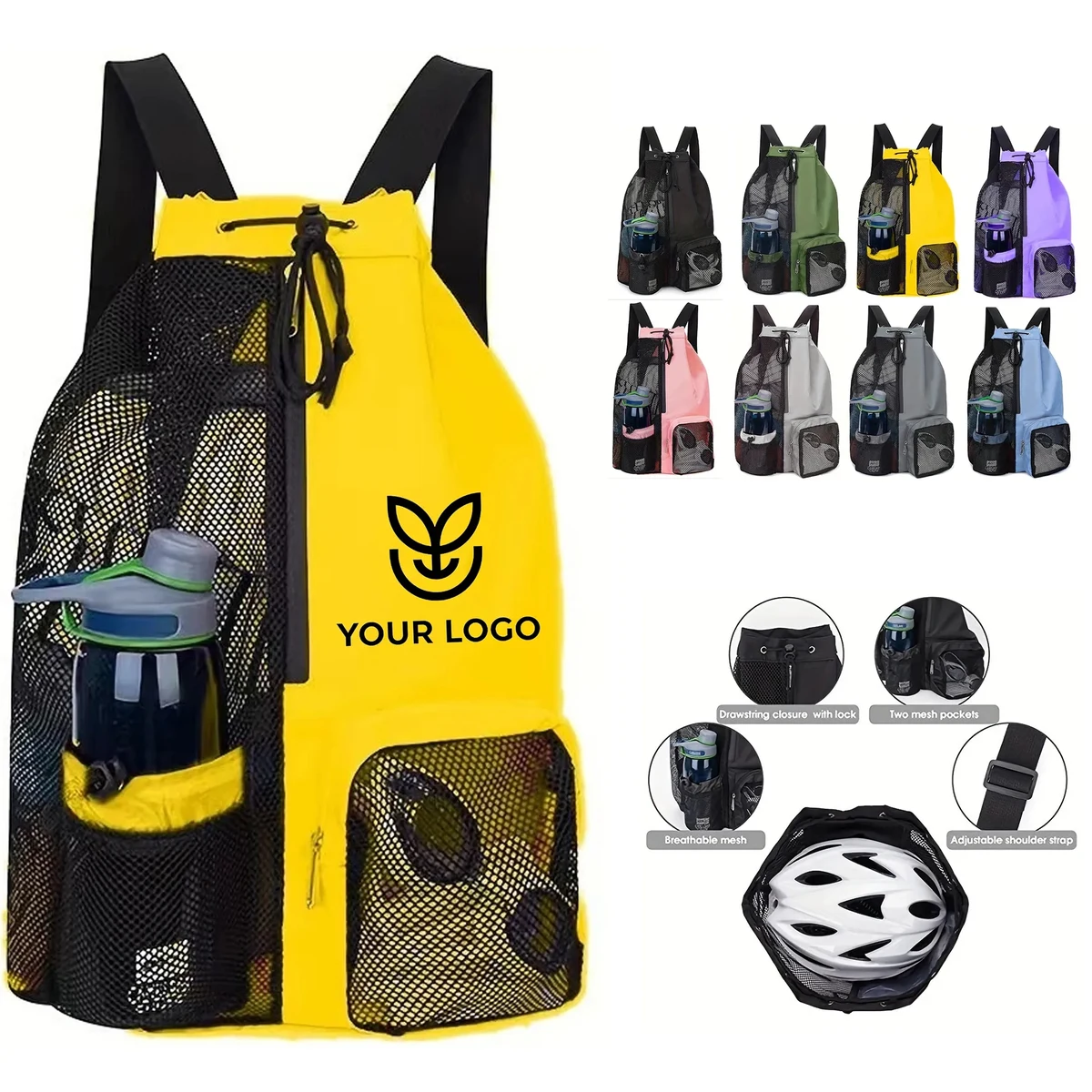 Mesh Drawstring Sports Backpack 1