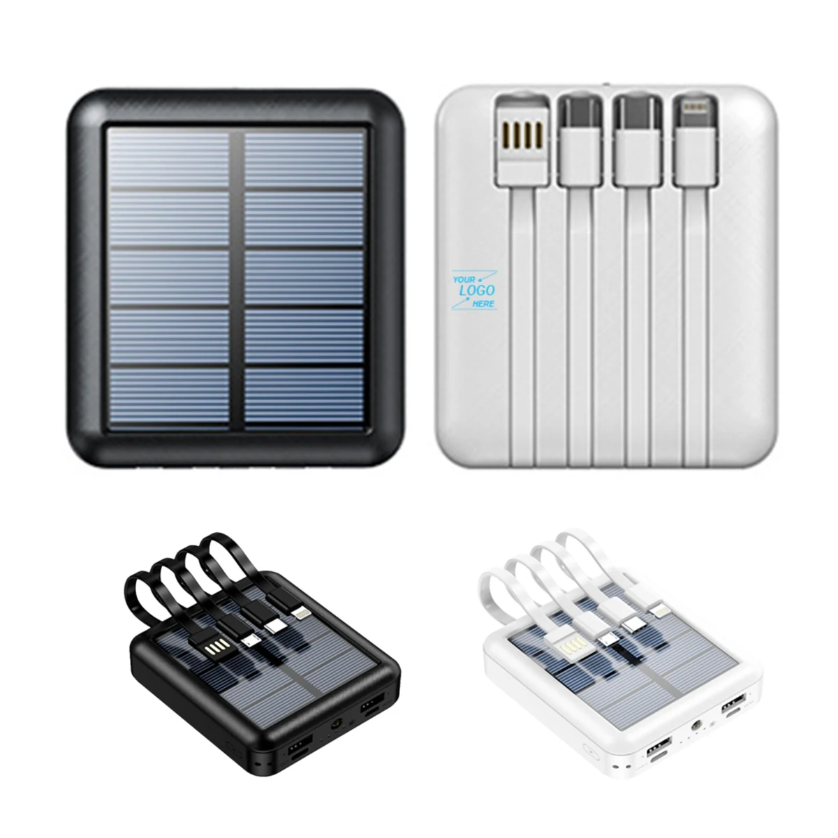 5000mAh Solar Power Bank Portable Charger w/Cable 1