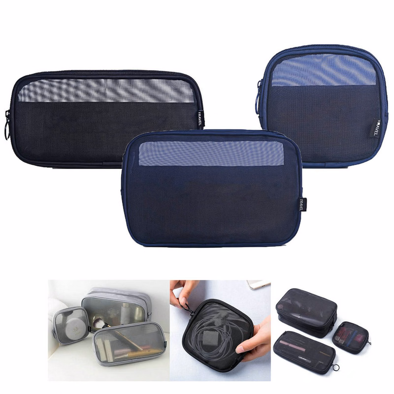 3-PC Set Travel Cosmetic Electronics Organizing Bags