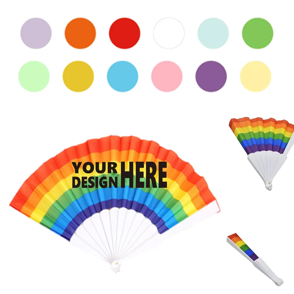 Custom Rainbow Party Handheld Fan 1