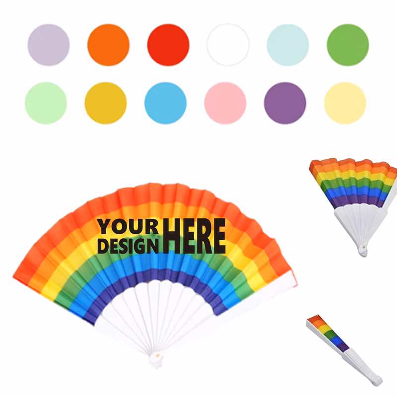 Custom Rainbow Party Handheld Fan