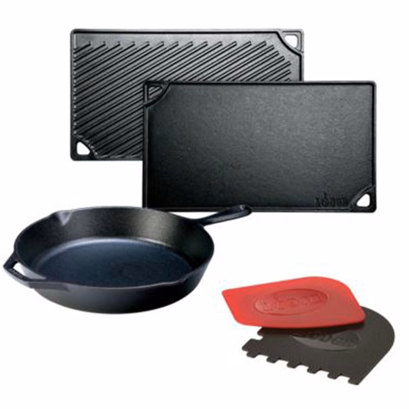 16.75" Griddle, 12" Skillet, & 2 Scrapers