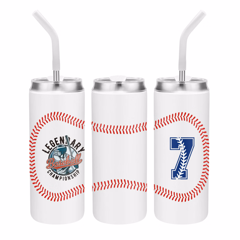 20 oz. Baseball Design Vacuum Tumbler With Straw