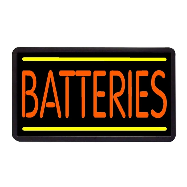 Batteries 13" x 24" Simulated Neon Sign 1
