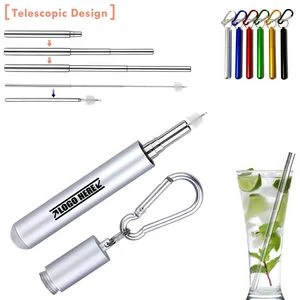 Innovative Telescope Metal Straw With Carabiner 1