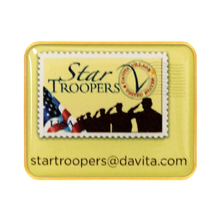 Express Vibraprint 1 1/4" X 1" Rectangle Lapel Pin With Rounded Corners 1