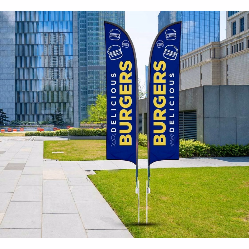 1.55ft x 5.5ft Blade Flag - double sides w//Spike Base