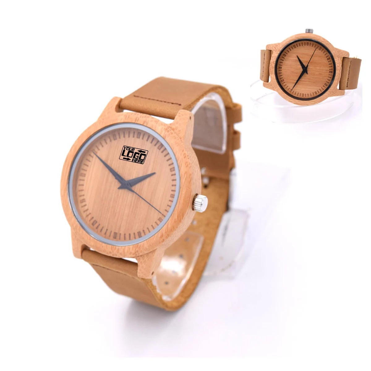 Bamboo Watch with Leather Strap 1