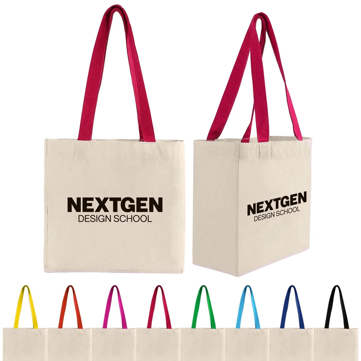 Cotton Colored Handle Tote w/Gusset, custom tote bag with logo imprint 1