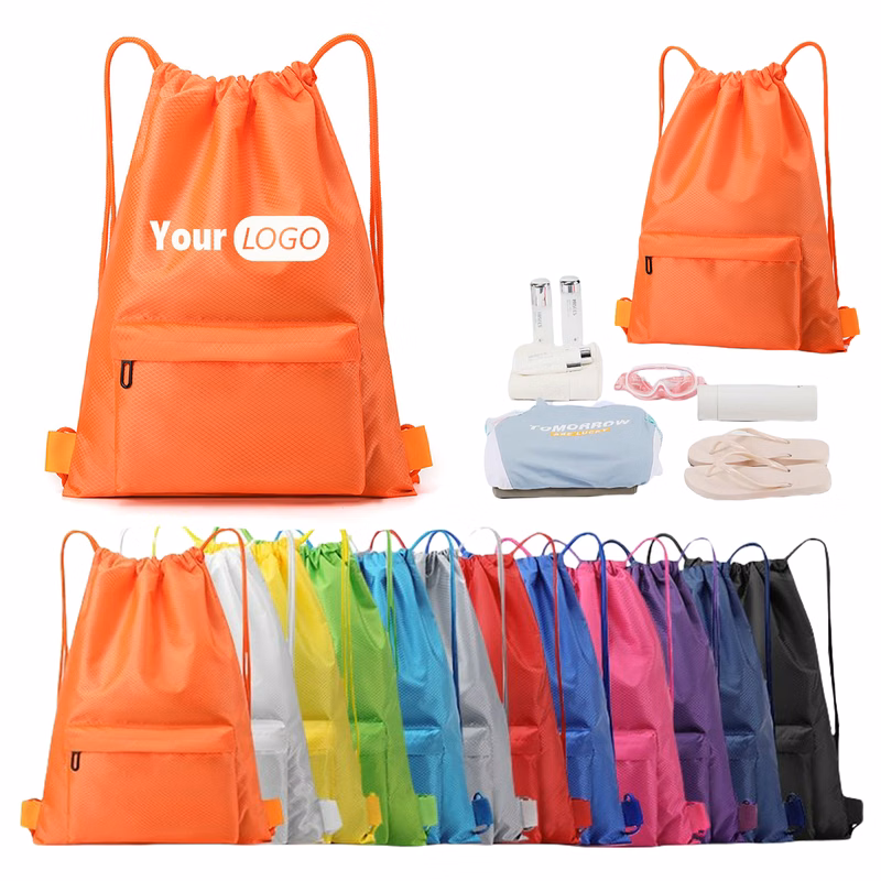 Drawstring Backpack With Zipper Pocket MOQ10