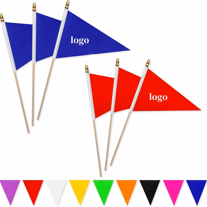 5 x 8 Inch Colorful Pennant Flags With Stick Small Triangle