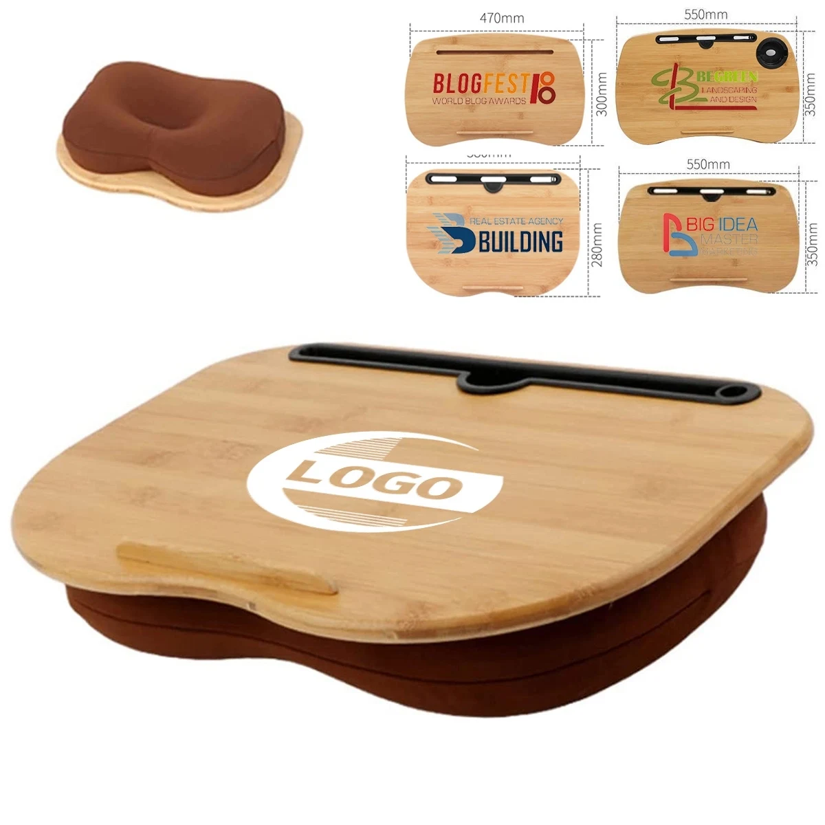 Bamboo Platform Portable Lap Desk with Pillow Cushion 1