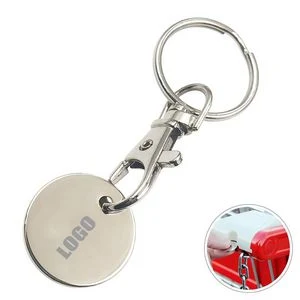 Round Metal Coin Shopping Trolley Token Keychain 1