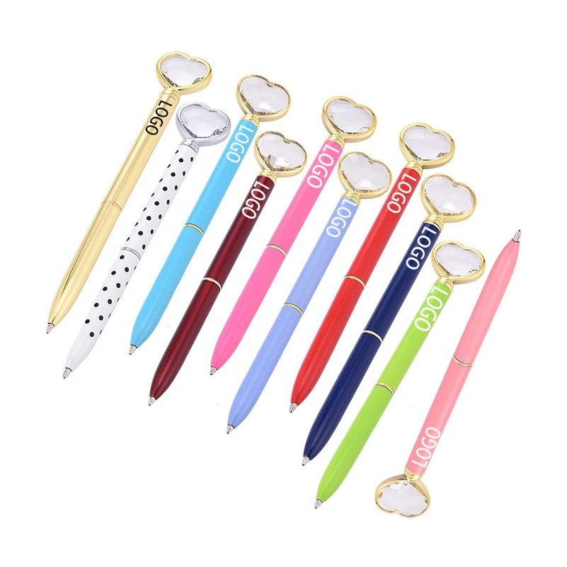 Metal Ball Pen with Heart Shape Crystal Diamond 1