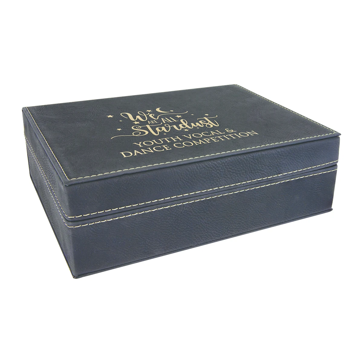 8" x 6 3/8" Black/Gold Leatherette Premium Gift Box 1