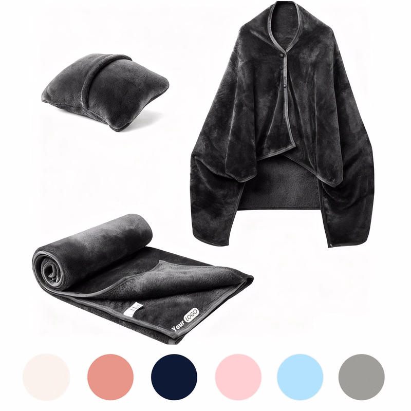 Multifunctional Flannel Travel Blanket