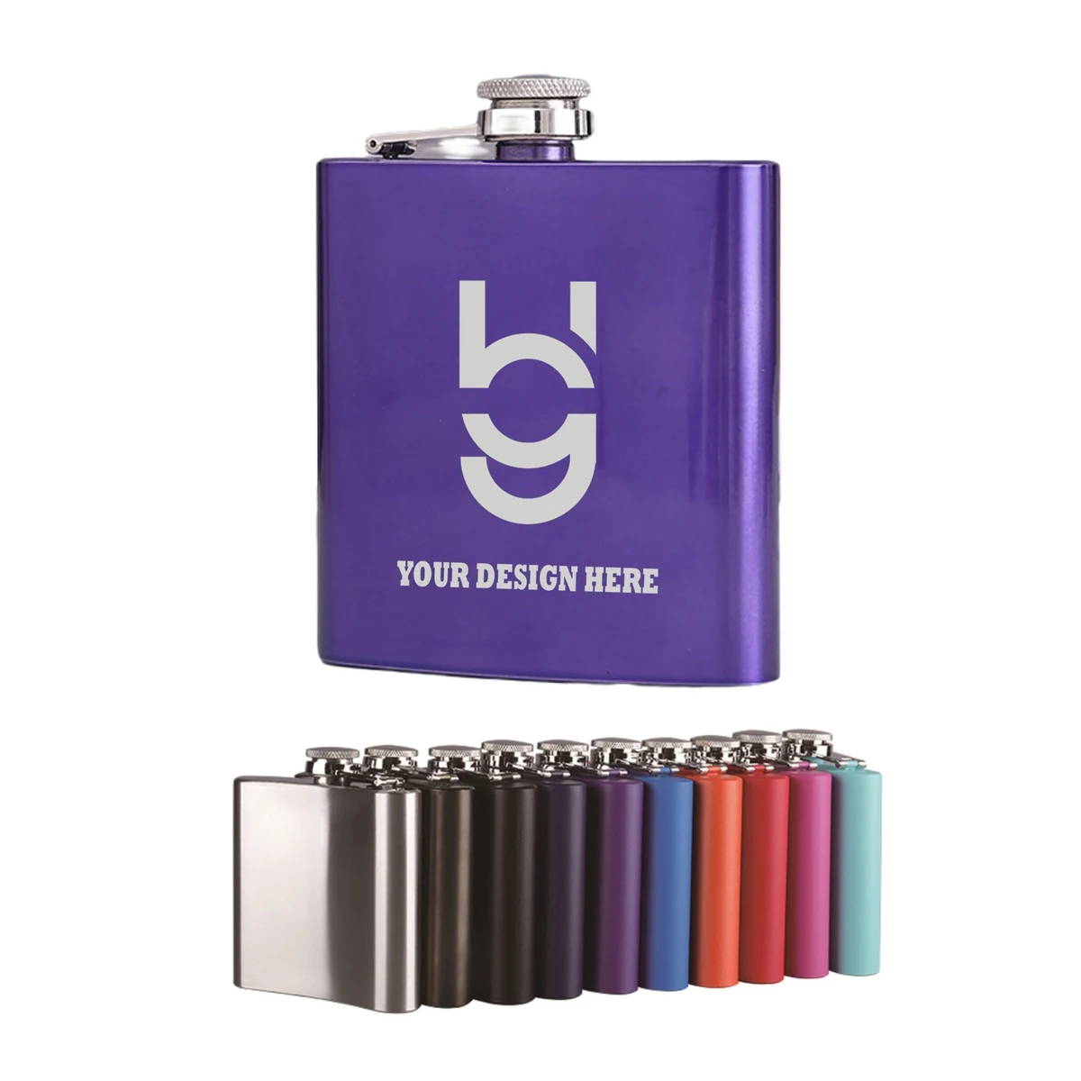 7oz. Stainless Steel Flask, custom water bottle with logo imprint 1