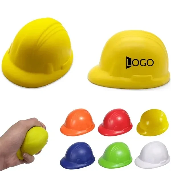 Custom 3.35" Helmet Shaped PU Stress Relief Fidget Ball — Employee Wellness Giveaway 1