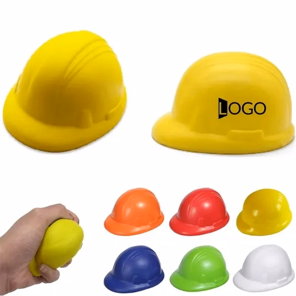 Custom 3.35" Helmet Shaped PU Stress Relief Fidget Ball — Employee Wellness Giveaway