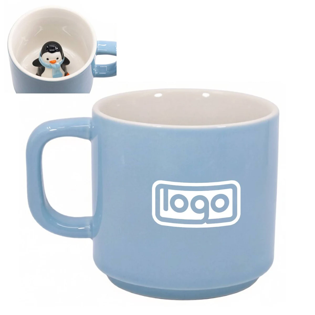 Custom 10 oz 3D Penguin Figurine Ceramic Coffee Mug 1
