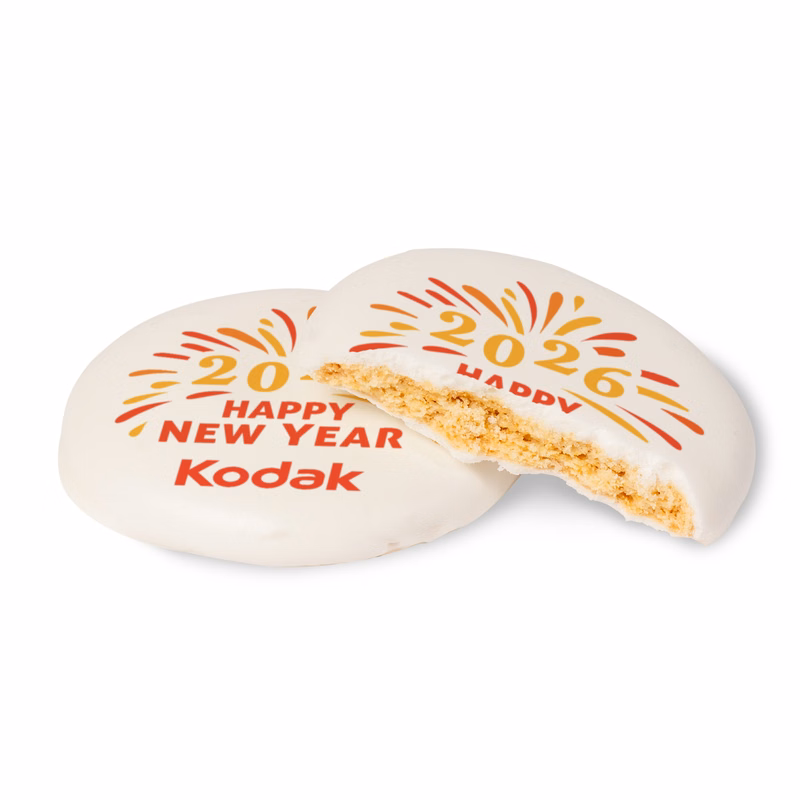 Iced Round Vanilla Cookie- Custom Logo