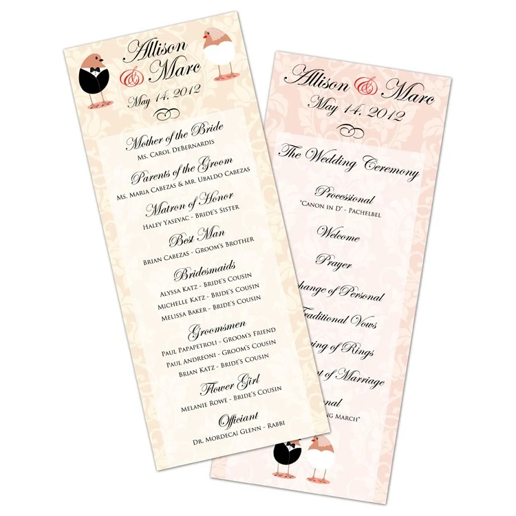 Wedding Program Card Flat - 3.5x8.5 1