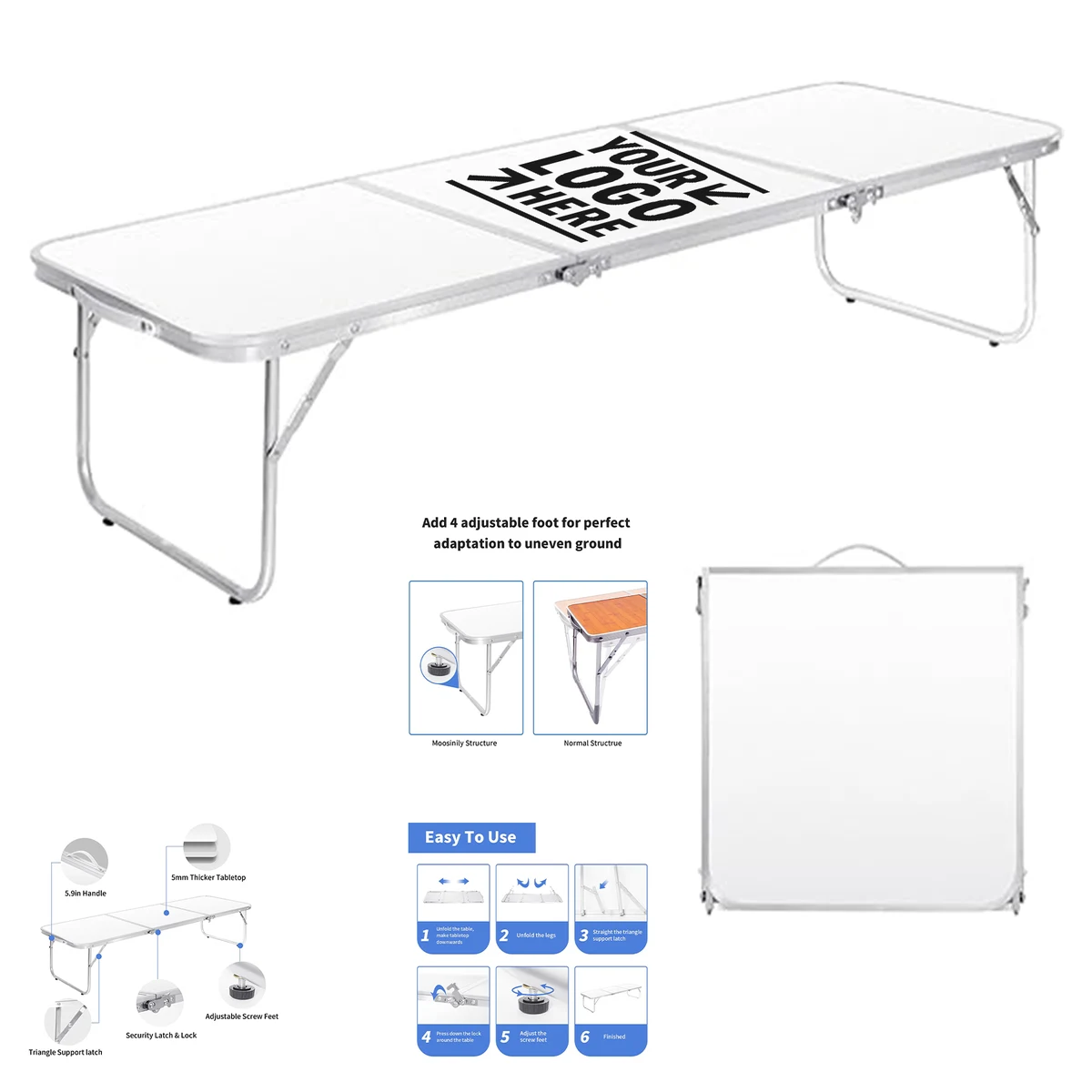 4Ft Portable Picnic Foldable Low Beach Lightweight Aluminum Camping Table 1