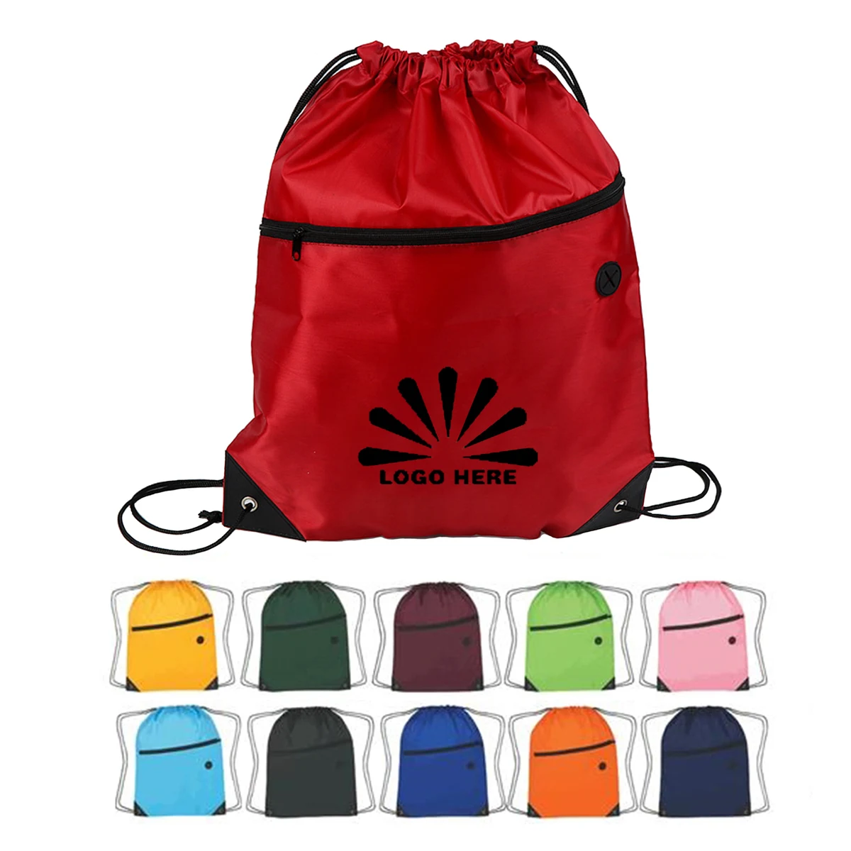 Zipper Pocket Drawstring Backpack 1