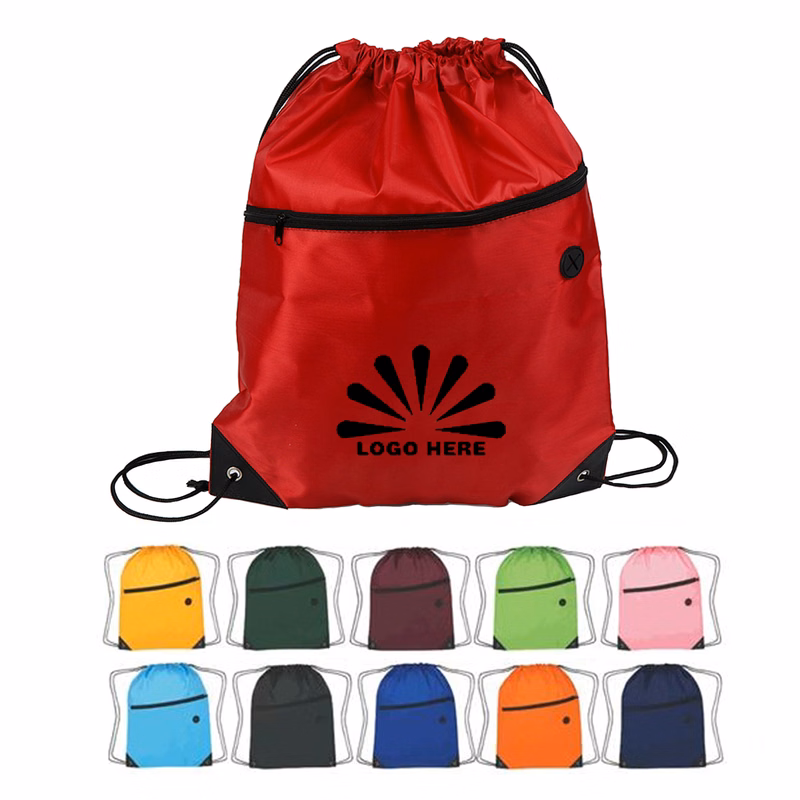 Zipper Pocket Drawstring Backpack
