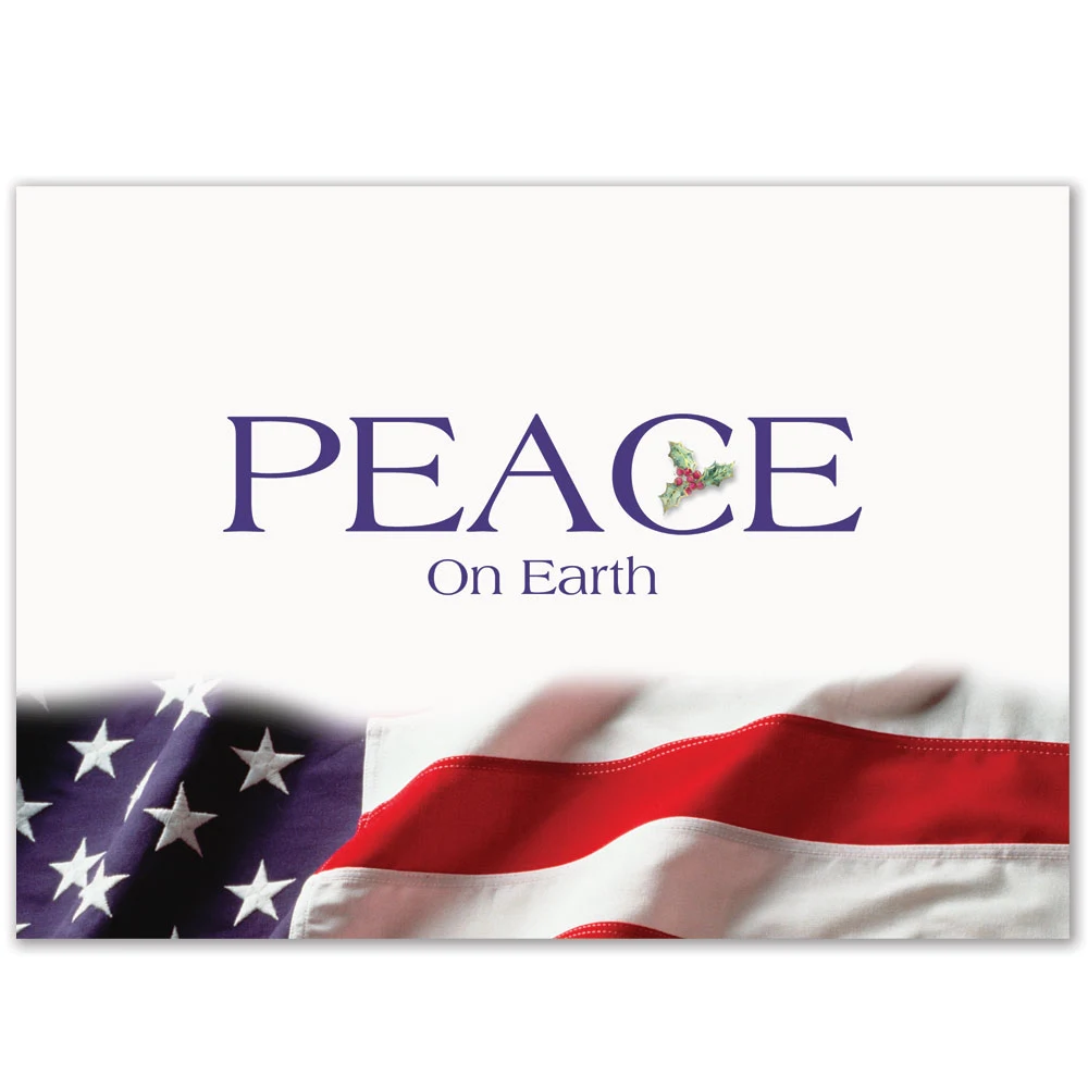 Classic Patriotic Peace on Earth Holiday Greeting Card 1