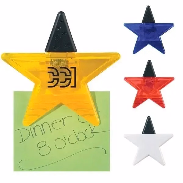 Custom Jumbo Star Magnetic Memo Clip with Strong Grip — Office Fridge Organizer