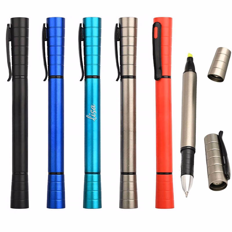 2 in 1 Dual Tip Plastic Ballpoint Highlighter Pen