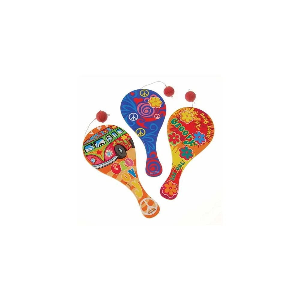 Retro Paddle Balls - Assorted 9" x 4.125" 1