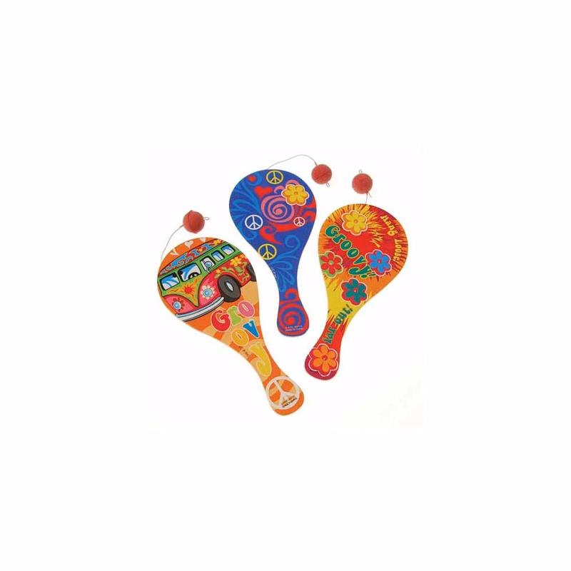 Retro Paddle Balls - Assorted 9" x 4.125"